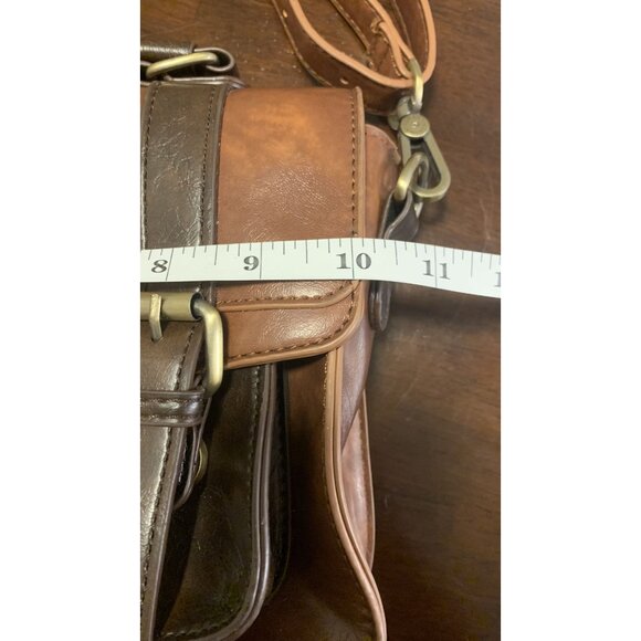 Ecosusi Brown Leather Crossbody Messenger Bag Adjustable Strap - Picture 9 of 9